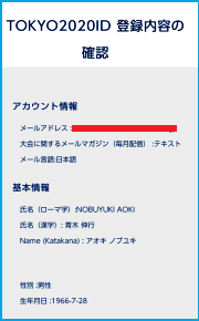 TOKYO 2020 TICKET ID登録